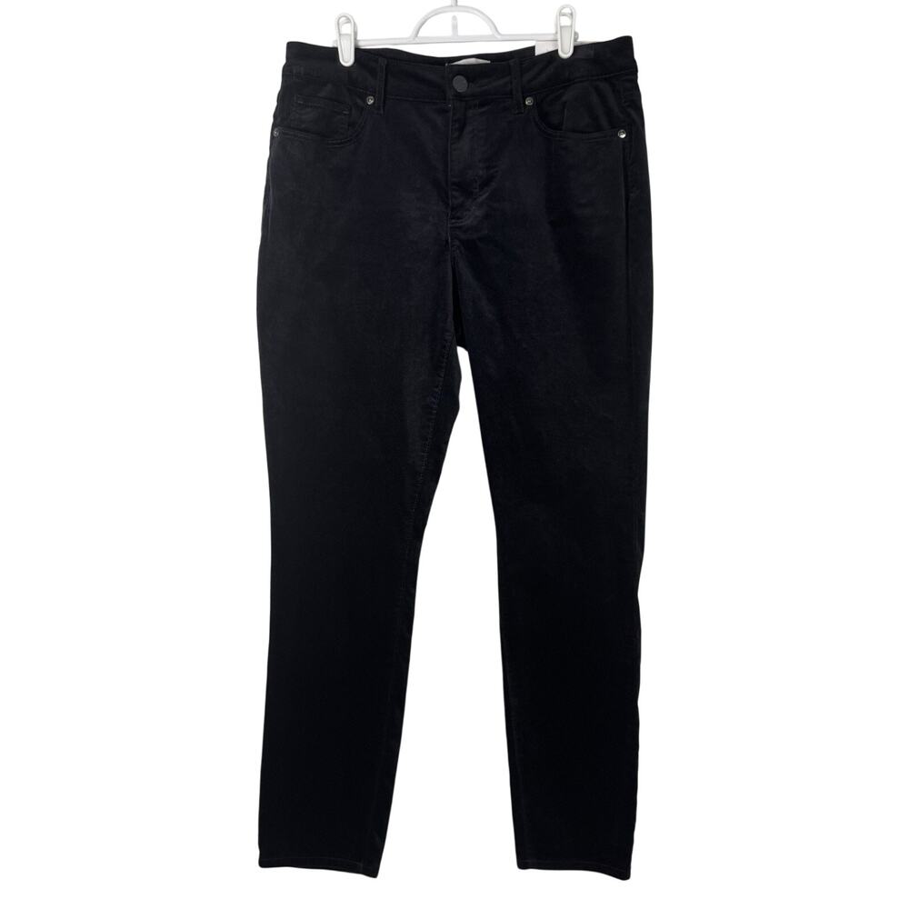 LOFT Curvy Skinny Black Velvet Pants Women's Size 12 31 Stretch Holiday Party